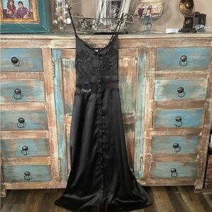 ZARA BLACK LACE MAXI SPAGHETTI STRAP DRESS SZ XS NWT